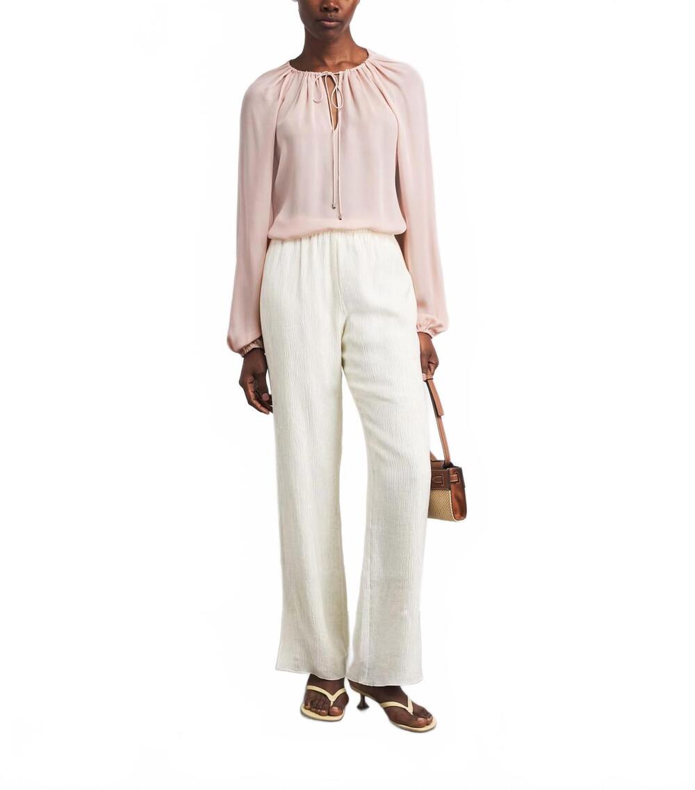 NEW FRAME silk balloon sleeve blouse in taffy